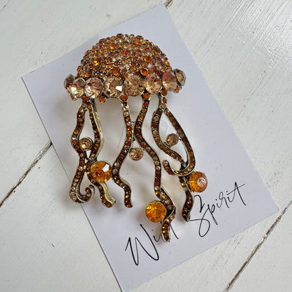 Giant Amber Octopus Brooch