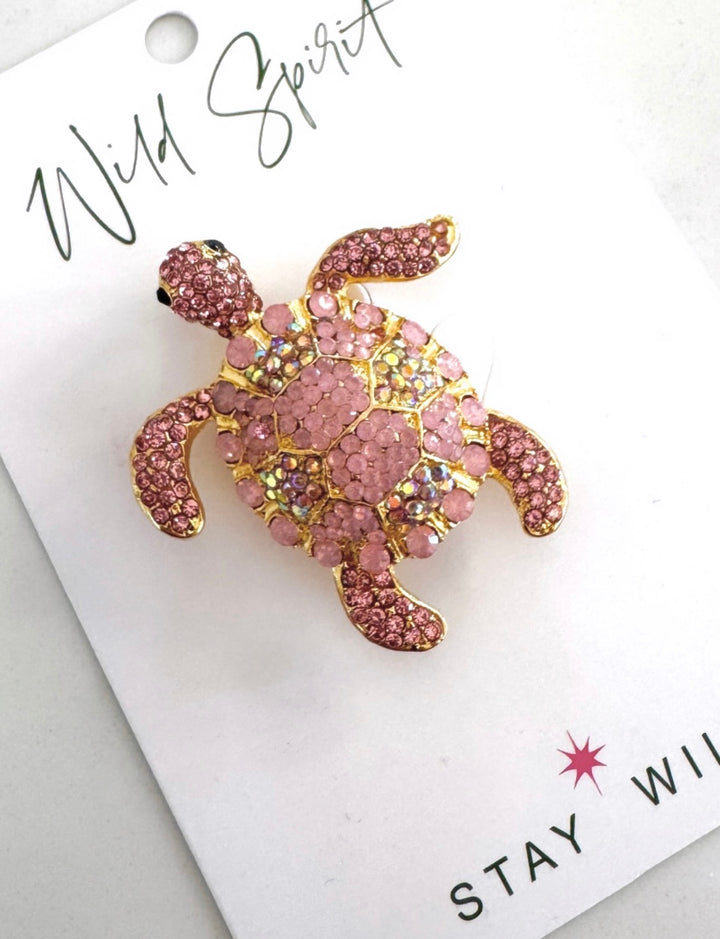 Pink Turtle Brooch