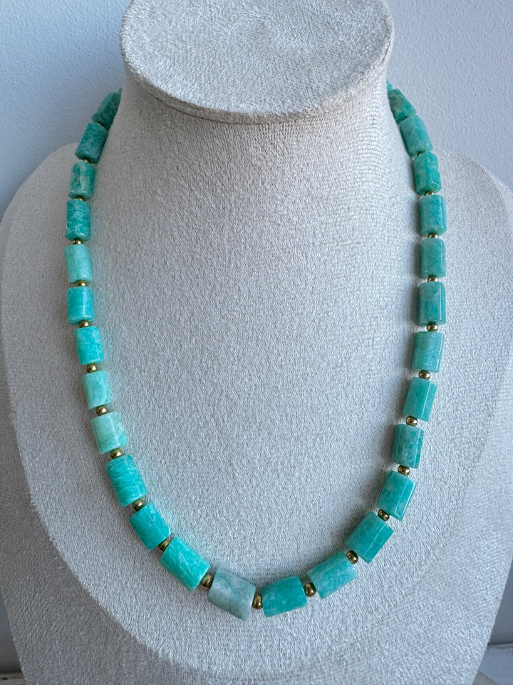 Amazonite Rock Gold Plated Waterproof Necklace