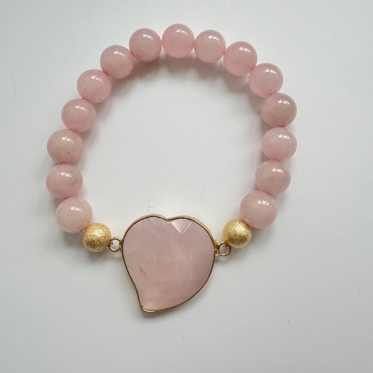 Rose Quartz Heart Bracelet