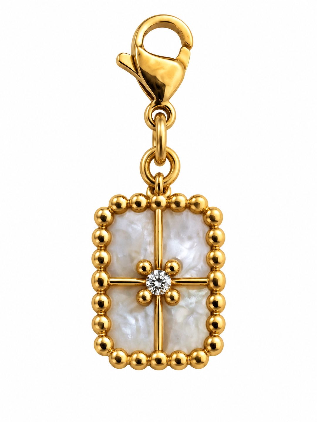 a gold pendant with a diamond