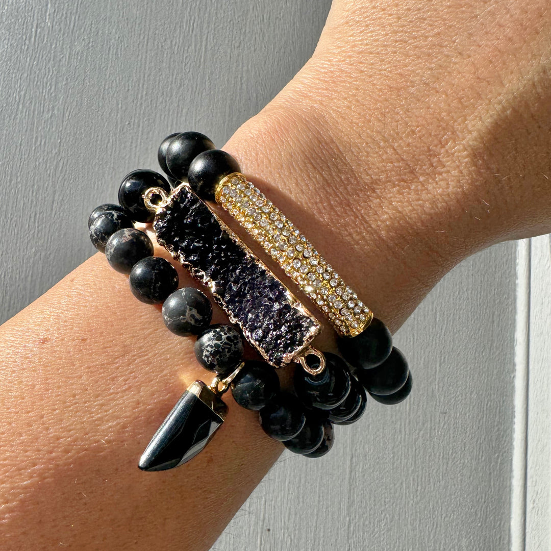The Black Haven Druzy Bracelet Stack