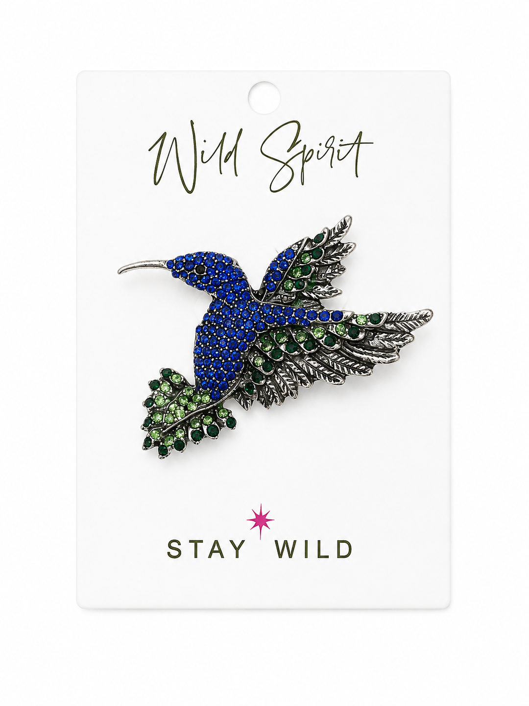 Royal Blue Hummingbird Brooch