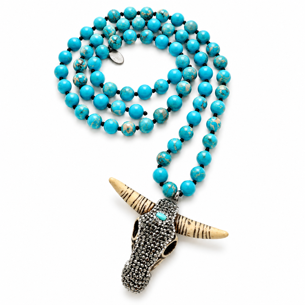 a necklace with a skull on it
