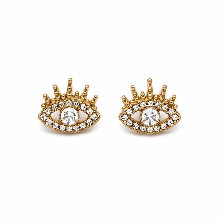 Mini Evil Eye Gold Plated Waterproof Earrings