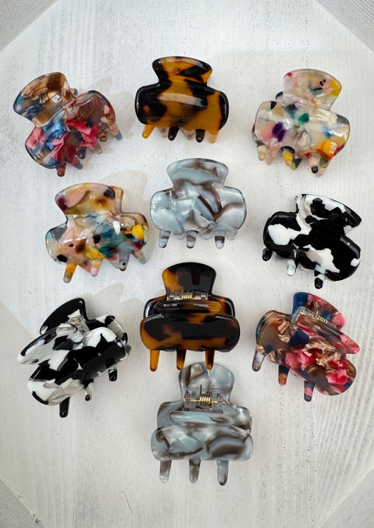 Mini Marble Hair Clips (10 Pack)