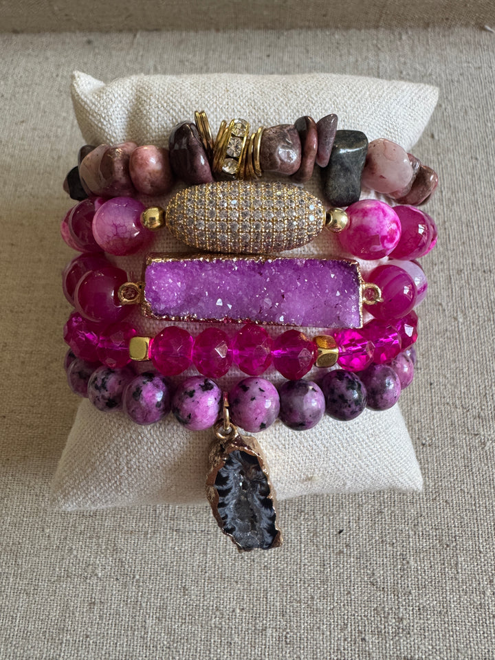Pink Set of 5 Bracelets