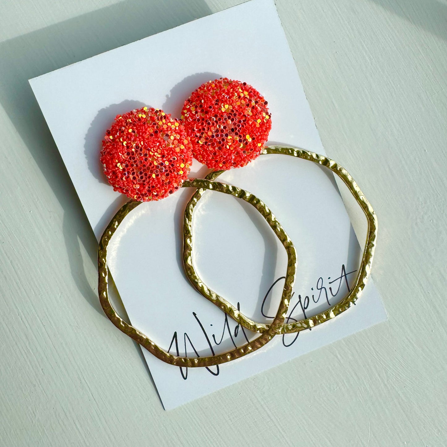 Coral Disco Hoop Earrings