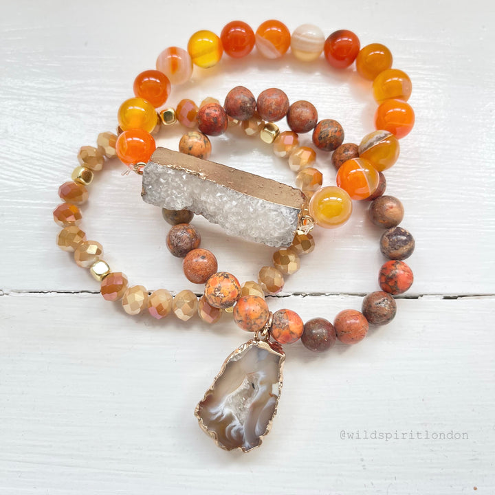 The Butternut Druzy Natural Stone Bracelet Stack