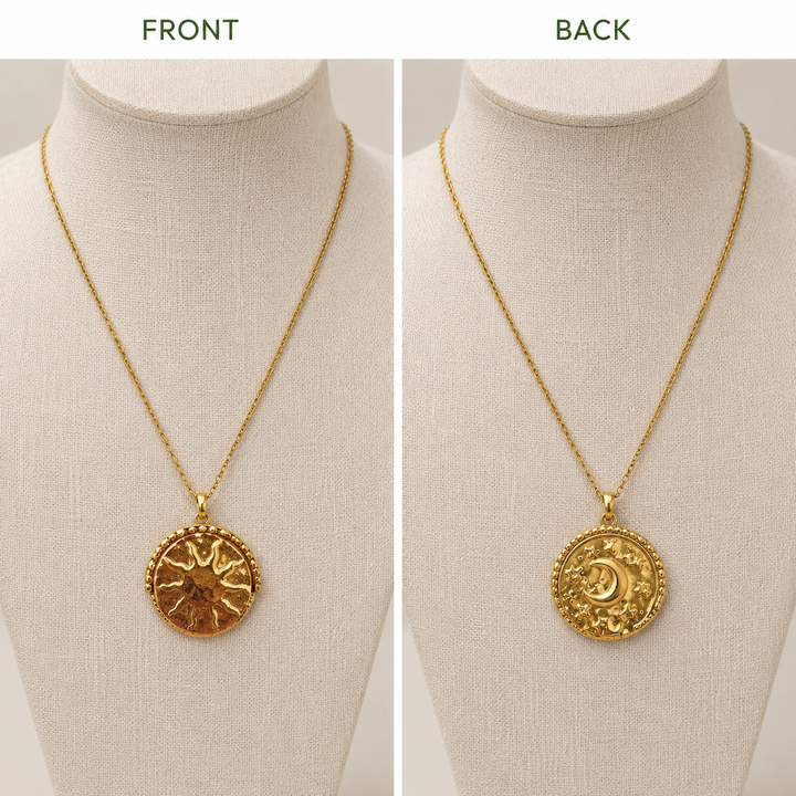 a collage of a necklace