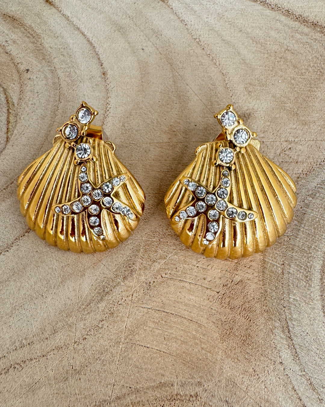 The Ariel Gold Plated Waterproof Shell Earrings