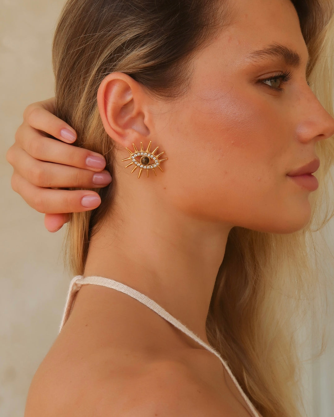 Tiger Eye Bling Elara Eye Earrings