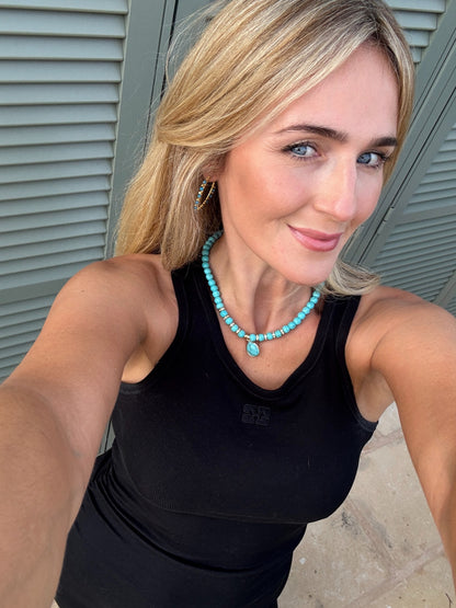 The Turquoise Gold Plated Cosmic Hoop Earrings