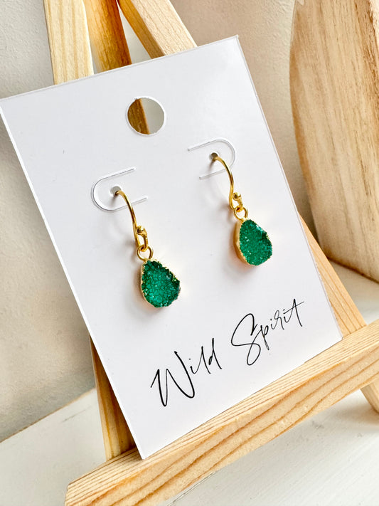 Green Mini Druzy Earrings (Pre-Order due end Jan)