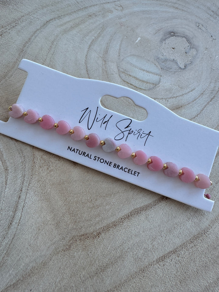 The Rose Pink Jasper Mini Heart Bracelet