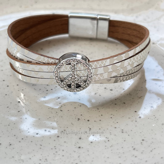 Silver Peace Bling Bracelet