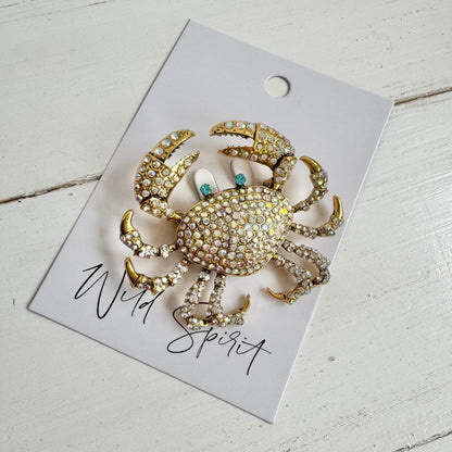 Big Sparkle Crab Brooch