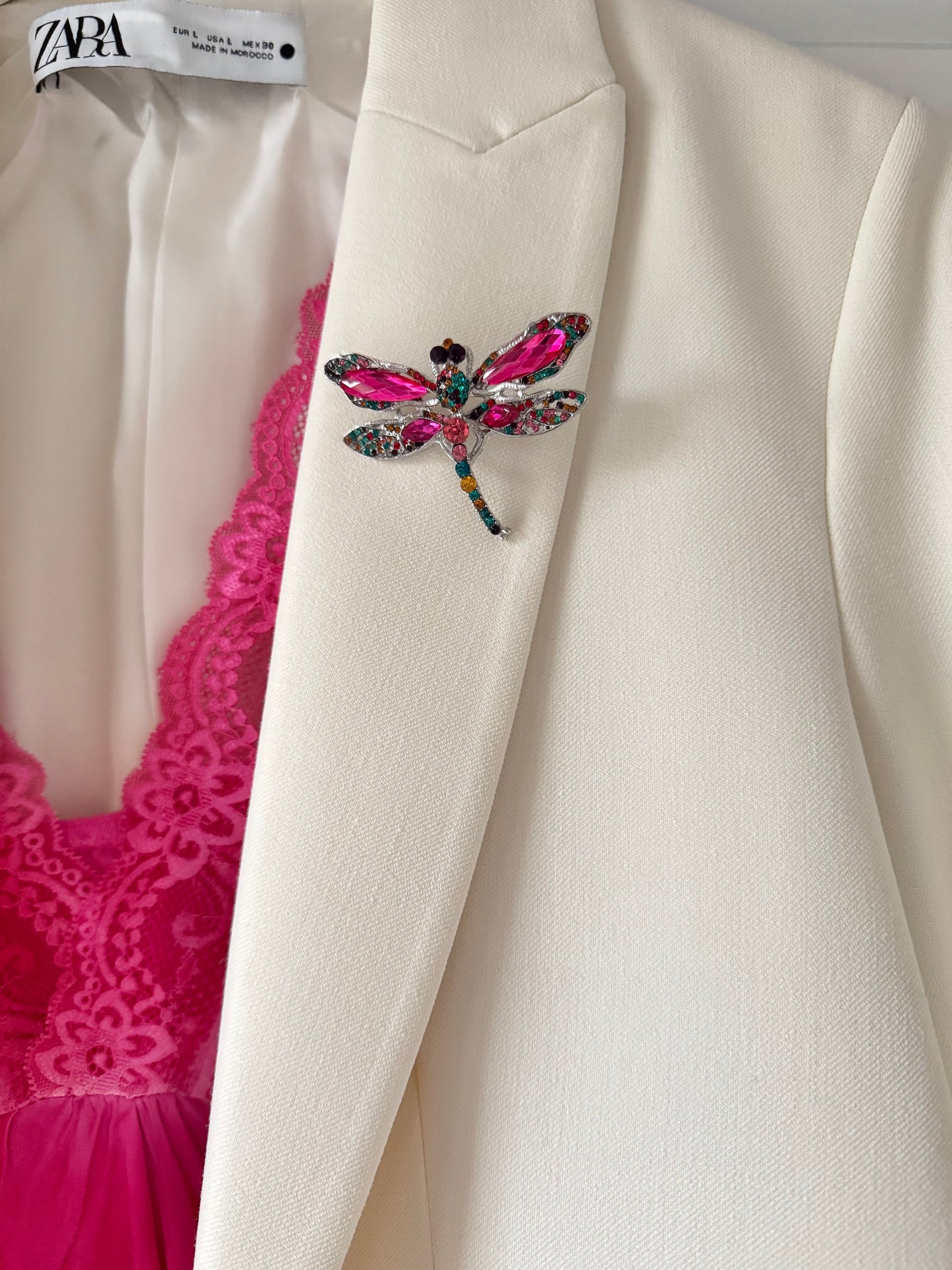 Pink Mix Dragonfly Brooch