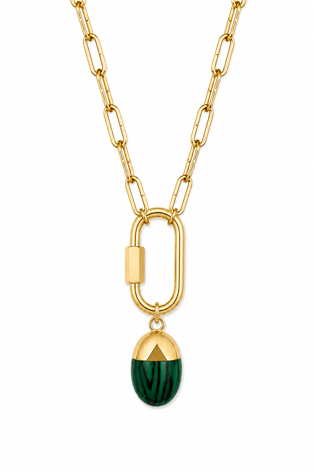 Green Natural Stone Charm Necklace (Pre-Order del mid Aug)