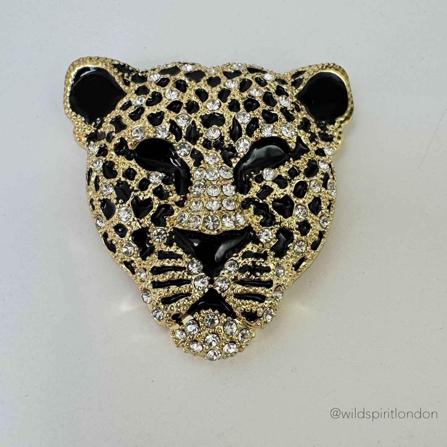 Big Gold Snow Leopard Head Brooch