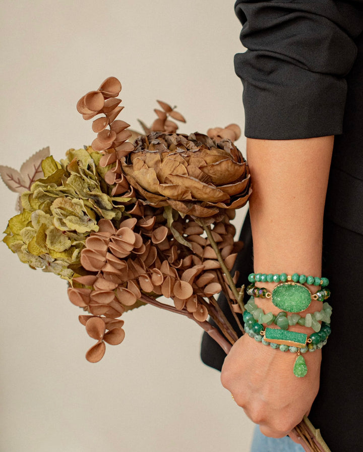 The Emerald Druzy Natural Stone Bracelet Stack