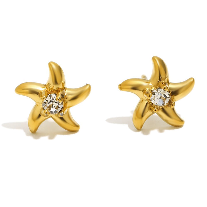 Mini Starfish Gold Plated Waterproof Earrings