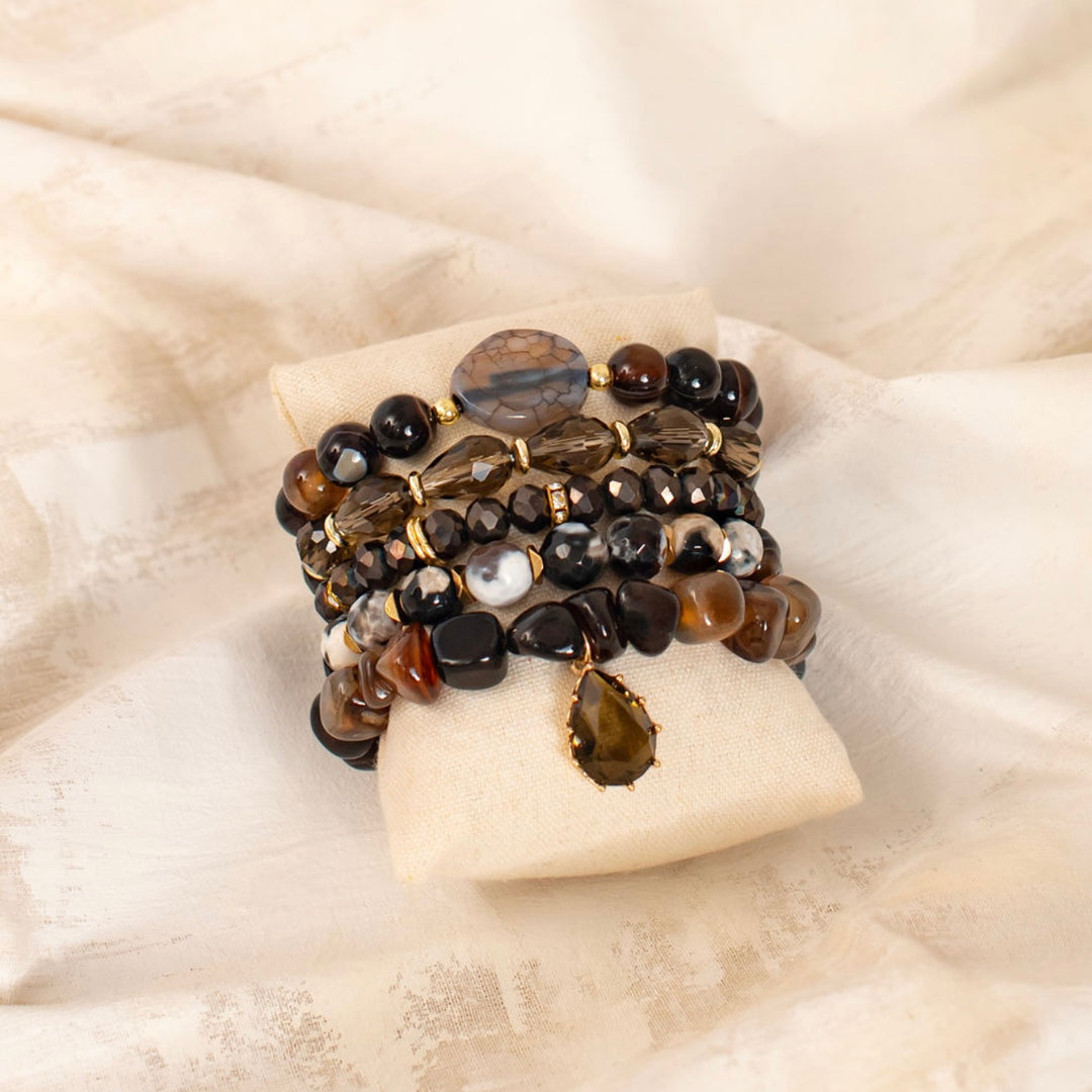 The Brown Agate Natural Stone Bracelet Stack