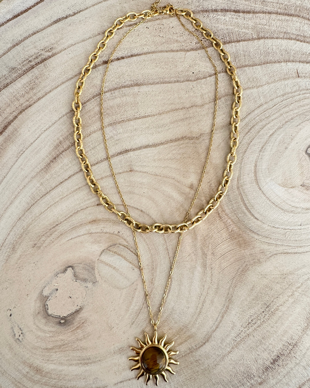 The Tiger Eye Solstice Gold Plated Waterproof Necklace