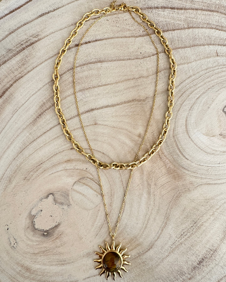 The Tiger Eye Solstice Gold Plated Waterproof Necklace