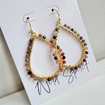 'Boheme' Tourmaline Beaded Boho Earrings