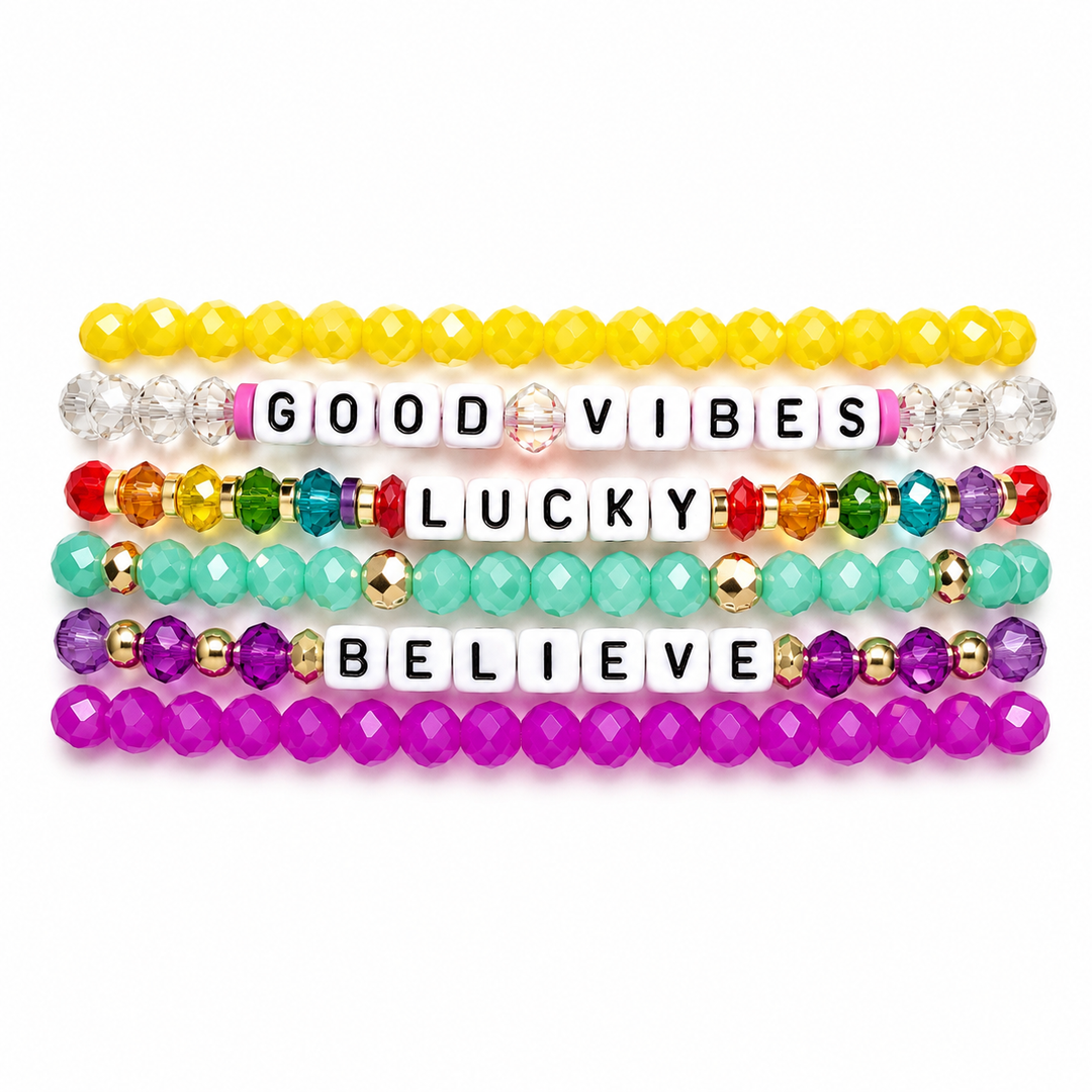 Good Vibes Letter Bracelet Stack