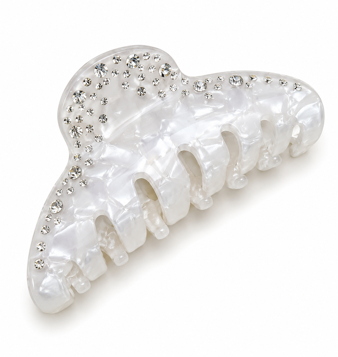 Large Rhinestone White Claw Clip (4 Pack)