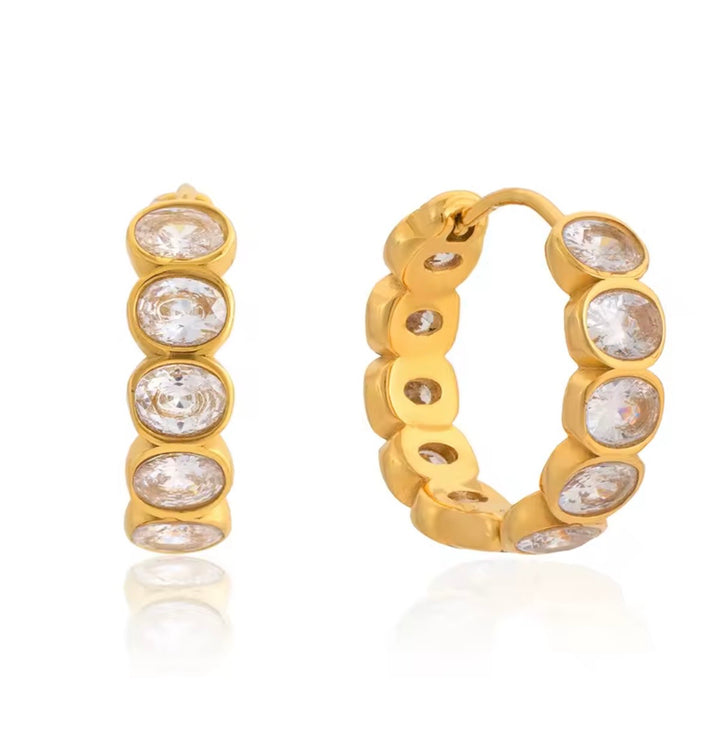 Oval Bling Mini Hoop Earrings