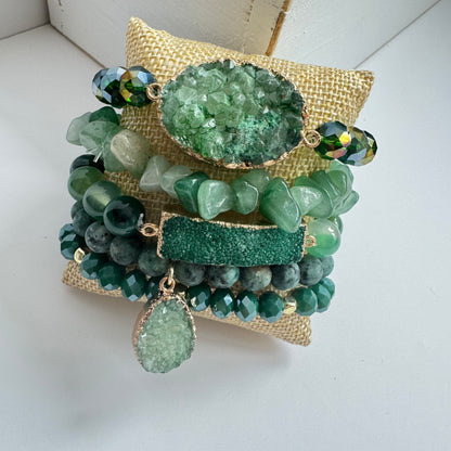 Emerald Set of 5 Bracelets