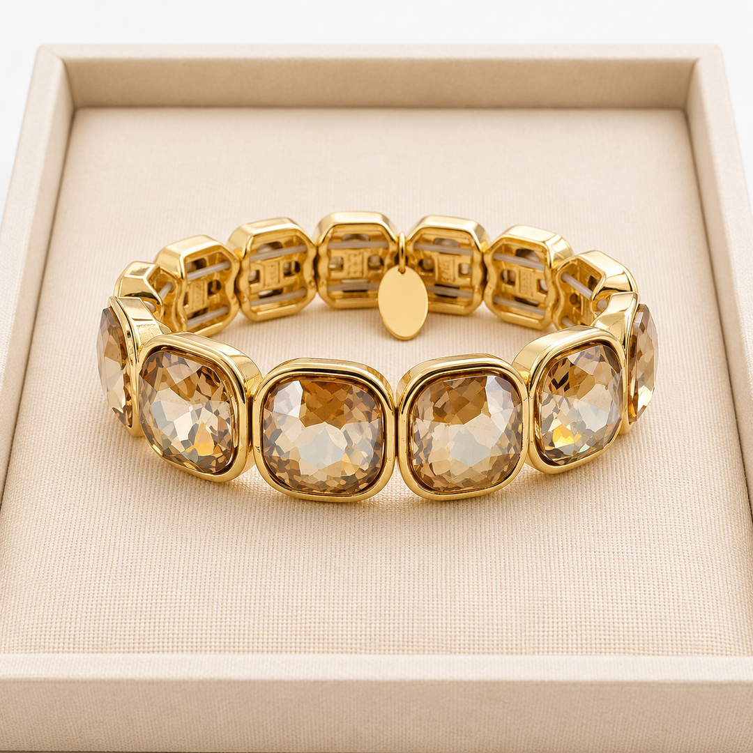 Gold Chunky Square Bling Bracelet
