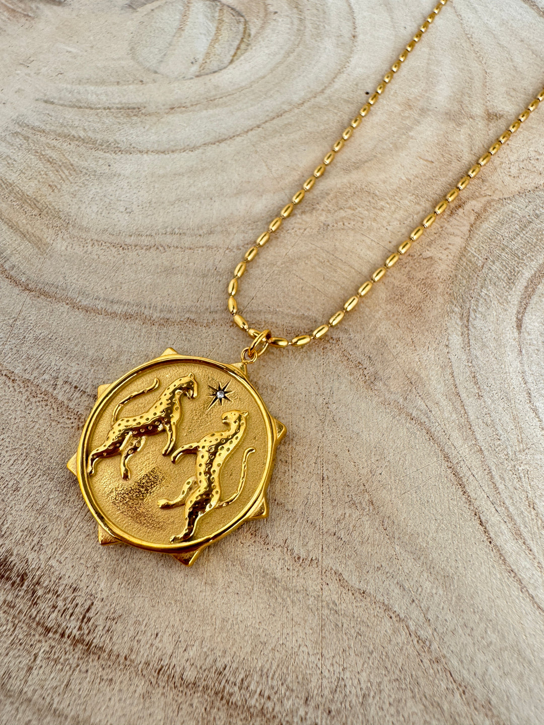 The Leaping Cheetah Gold Plated Waterproof Necklace