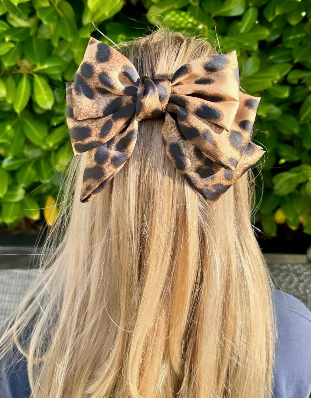 Brown Leopard Hair Bow Slide