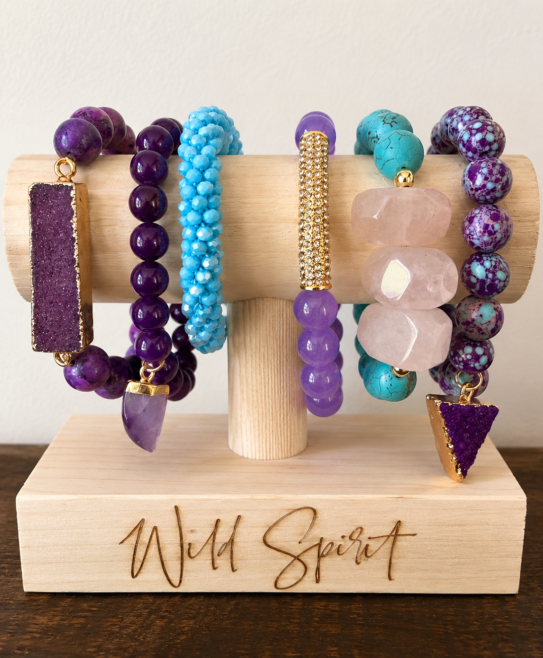 Purple & Turquoise Set of 6 Bracelets