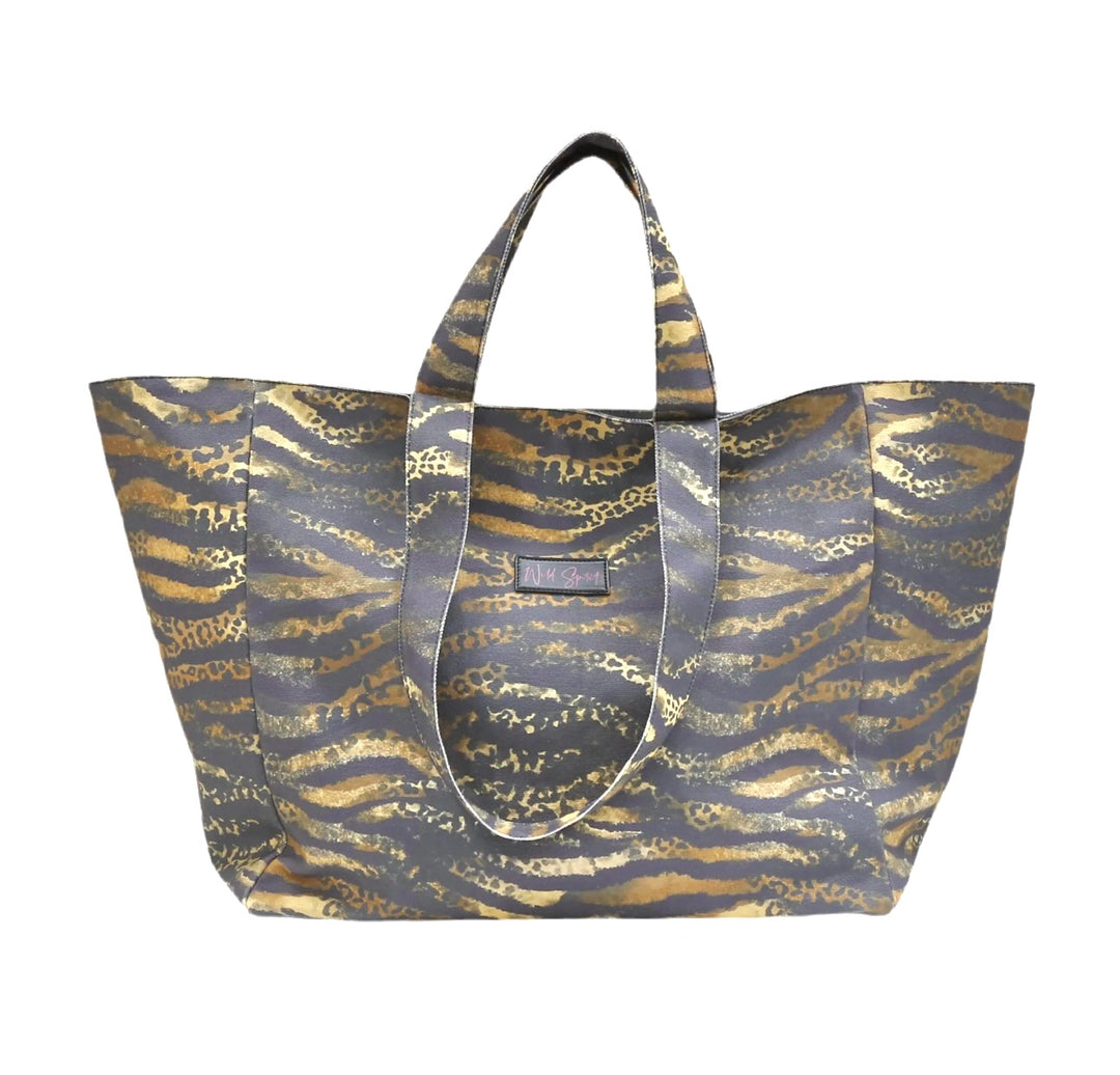 a bag with a tiger print pattern