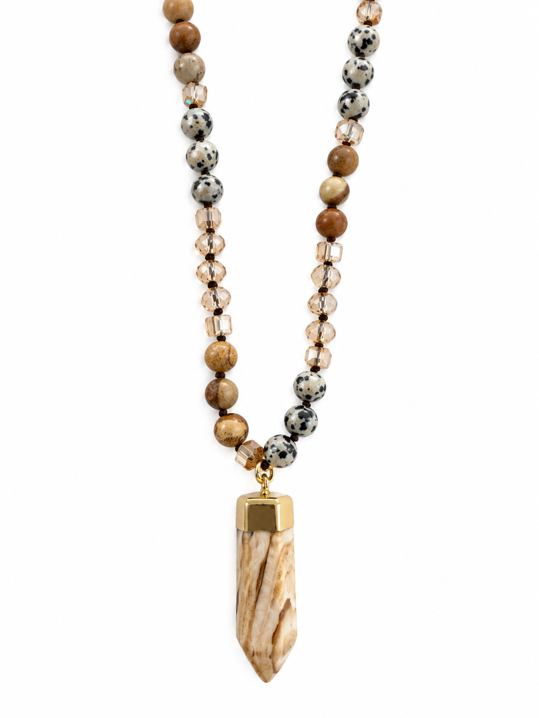 a necklace with a stone pendant