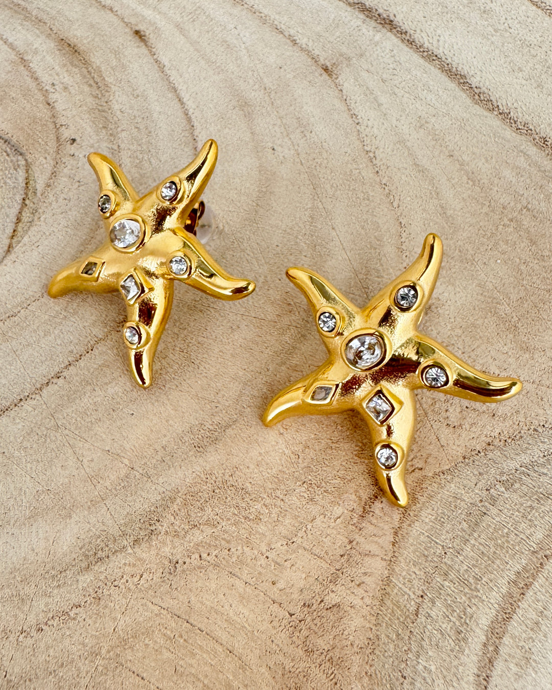 The Starfish Bling Gold Plated Waterproof Earrings