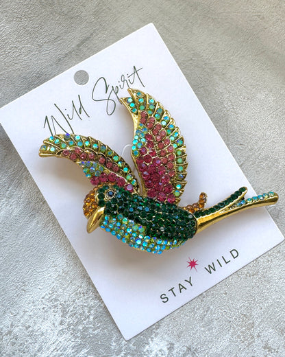 The Giant Soaring Bird Brooch - Green