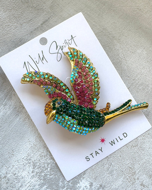 The Giant Soaring Bird Brooch - Green