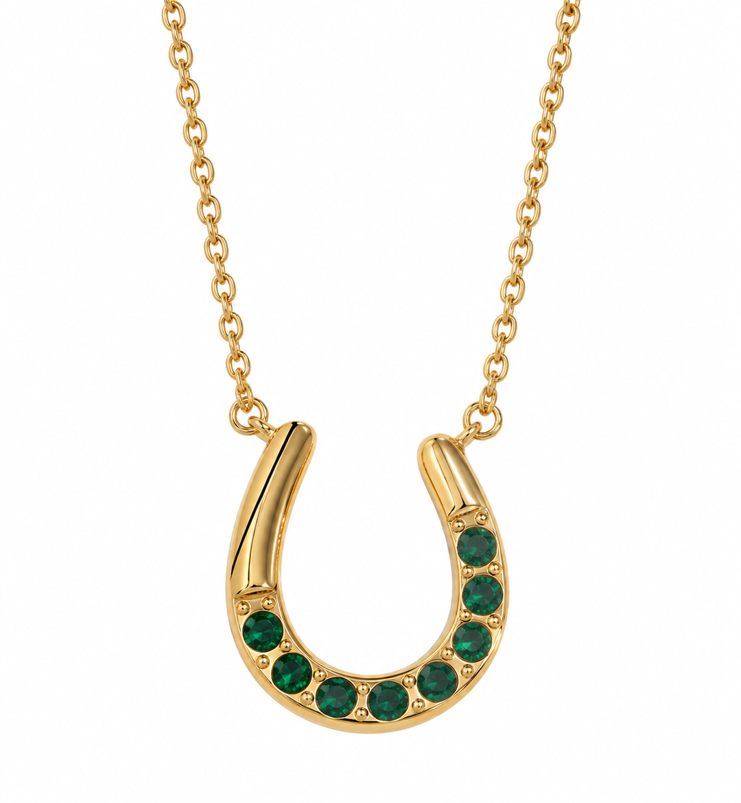 Green Lucky Horseshoe Necklace