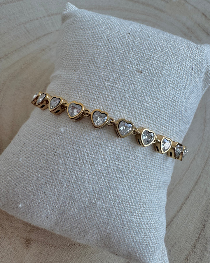 White Love Heart Waterproof Tennis Bracelet