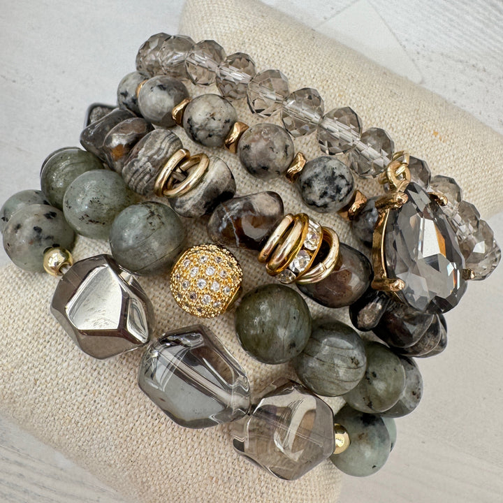 The Urban Glam Natural Stone Bracelet Stack