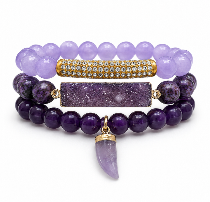 The Purple Haven Druzy Bracelet Stack