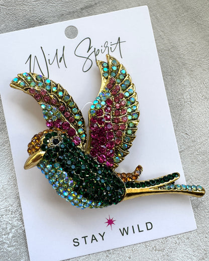The Giant Soaring Bird Brooch - Green