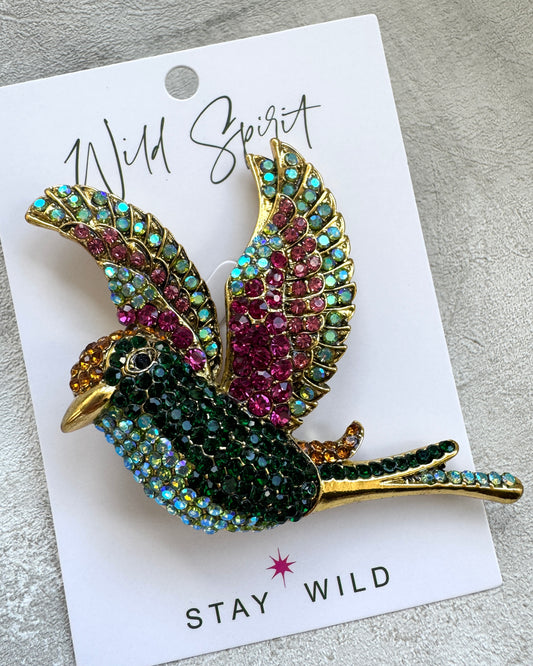 The Giant Soaring Bird Brooch - Green