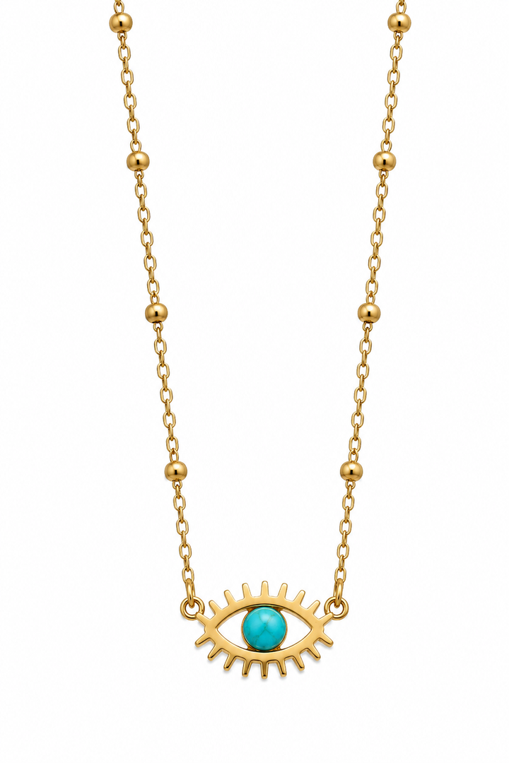 The Isla Evil Eye Gold Plated Waterproof Necklace